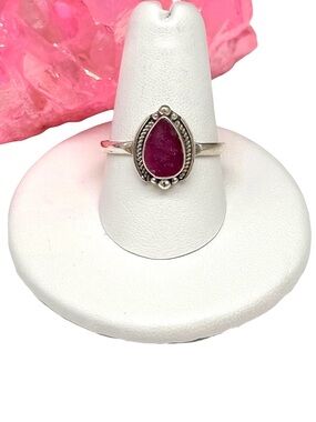Ruby Ring Size 9 Solid 925 Sterling Silver Dainty Natural Stone